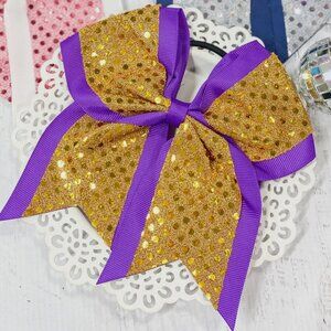 Purple Bow with gold sequins